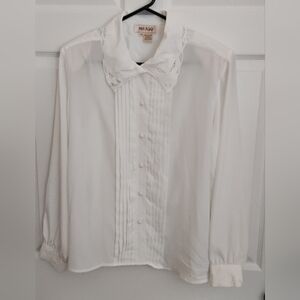 Mikado White Pintuck Button-Up Blouse